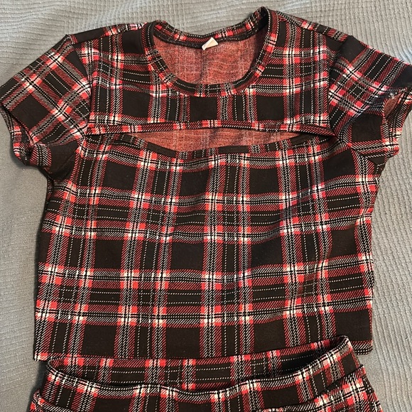 BP. outfit w/ pants and top. Red and black plaid. - Picture 2 of 6